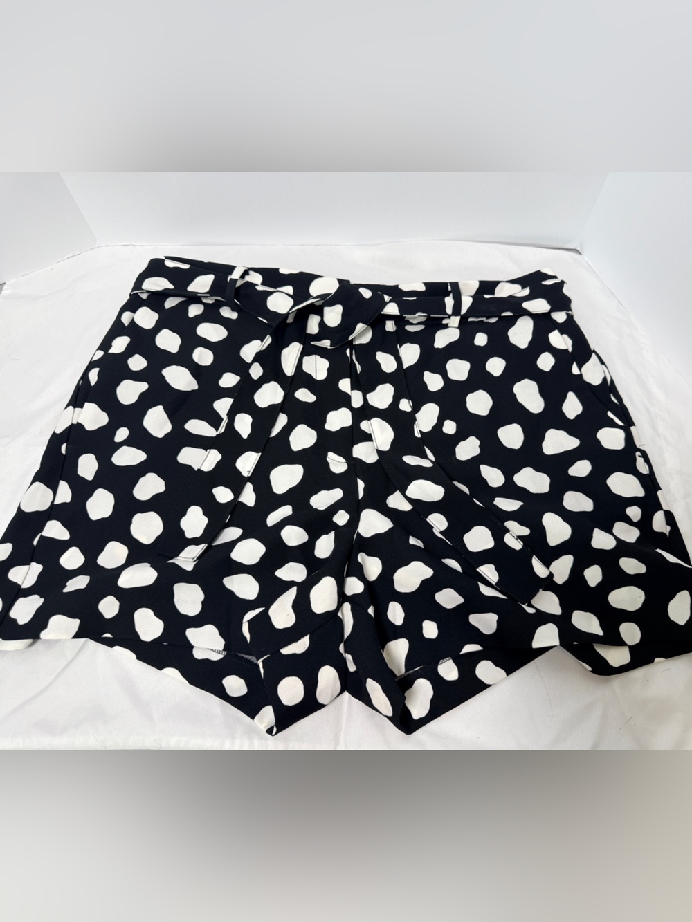 Ann Taylor Black and White Polka Dot Tie-Waist Shorts